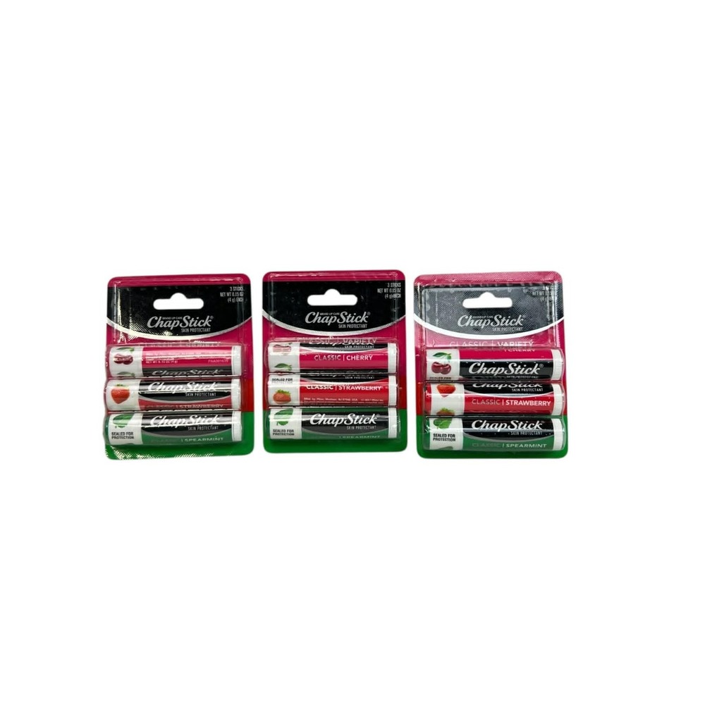 ChapStick 9 Sticks Multi Red Green Classic Variety Pack Lip Balm Skin Protectant